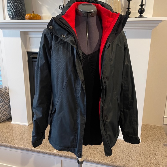 Columbia Black/Red 3-in-1 Coat Jacket Omni-Tech Waterproof Interchange Small SKI - Picture 1 of 12